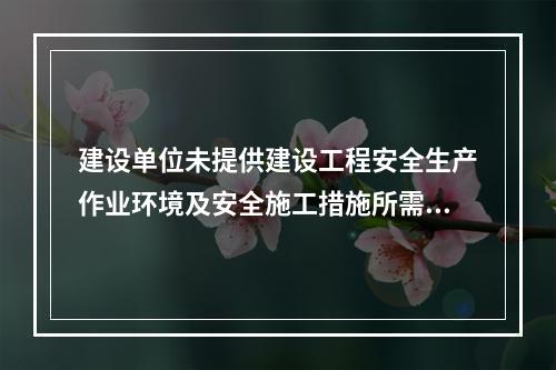 建设单位未提供建设工程安全生产作业环境及安全施工措施所需费用