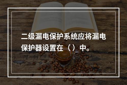 二级漏电保护系统应将漏电保护器设置在（ ）中。