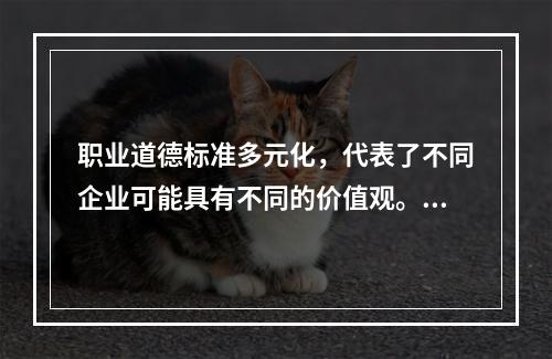 职业道德标准多元化，代表了不同企业可能具有不同的价值观。（）