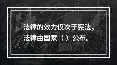 法律的效力仅次于宪法，法律由国家（ ）公布。