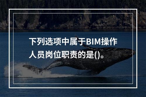 下列选项中属于BIM操作人员岗位职责的是()。