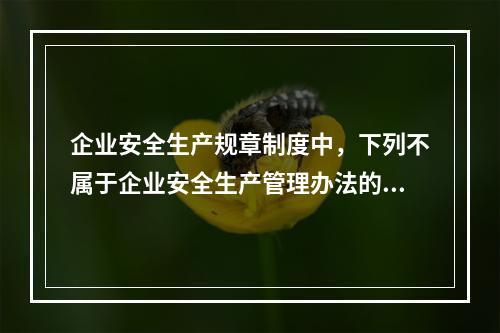 企业安全生产规章制度中，下列不属于企业安全生产管理办法的是（