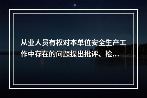 从业人员有权对本单位安全生产工作中存在的问题提出批评、检举、