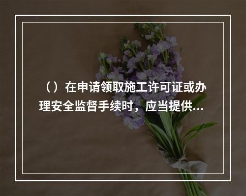 （ ）在申请领取施工许可证或办理安全监督手续时，应当提供危险