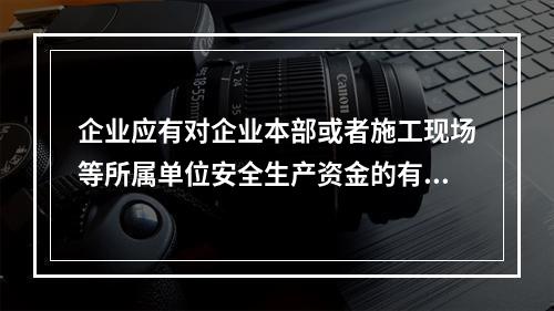 企业应有对企业本部或者施工现场等所属单位安全生产资金的有效投