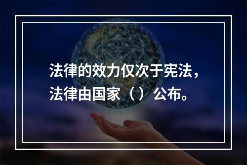 法律的效力仅次于宪法，法律由国家（ ）公布。