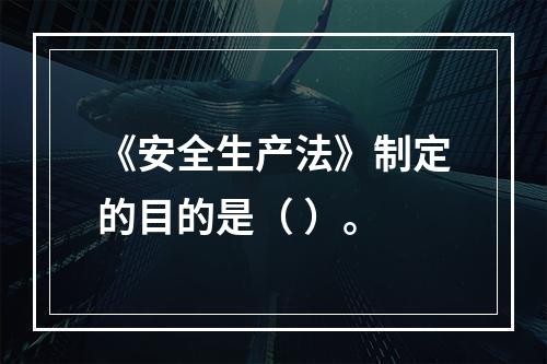 《安全生产法》制定的目的是（ ）。