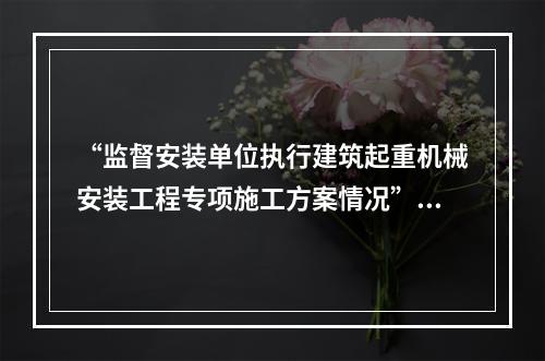 “监督安装单位执行建筑起重机械安装工程专项施工方案情况”是（