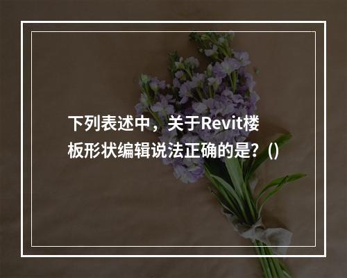 下列表述中，关于Revit楼板形状编辑说法正确的是？()