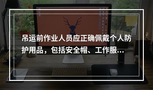 吊运前作业人员应正确佩戴个人防护用品，包括安全帽、工作服、工