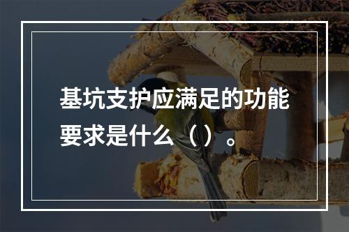 基坑支护应满足的功能要求是什么（ ）。