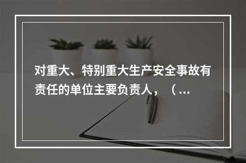 对重大、特别重大生产安全事故有责任的单位主要负责人，（ ）不