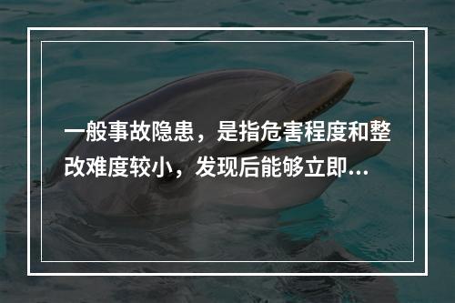 一般事故隐患，是指危害程度和整改难度较小，发现后能够立即整改