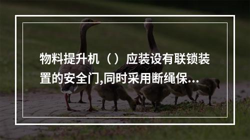 物料提升机（ ）应装设有联锁装置的安全门,同时采用断绳保护装