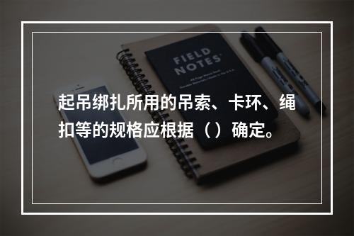 起吊绑扎所用的吊索、卡环、绳扣等的规格应根据（ ）确定。