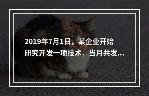 2019年7月1日，某企业开始研究开发一项技术，当月共发生研