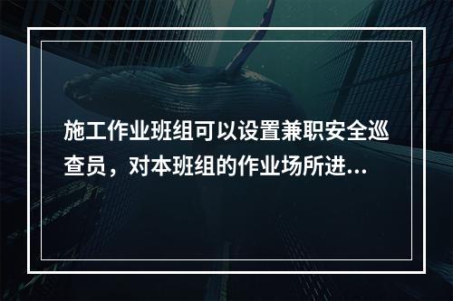 施工作业班组可以设置兼职安全巡查员，对本班组的作业场所进行安