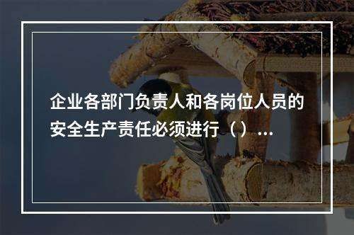 企业各部门负责人和各岗位人员的安全生产责任必须进行（ ），并