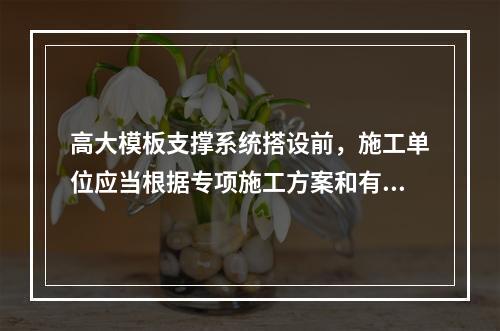 高大模板支撑系统搭设前，施工单位应当根据专项施工方案和有关规