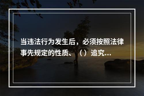 当违法行为发生后，必须按照法律事先规定的性质、（ ）追究违法