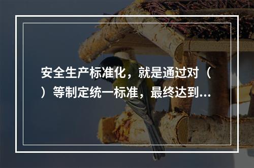 安全生产标准化，就是通过对（ ）等制定统一标准，最终达到每个