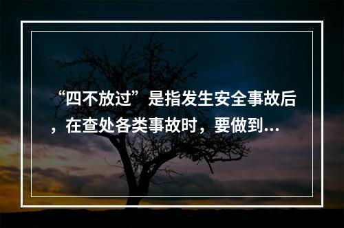 “四不放过”是指发生安全事故后，在查处各类事故时，要做到（