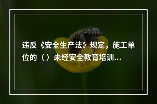 违反《安全生产法》规定，施工单位的（ ）未经安全教育培训或者