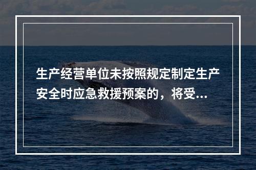 生产经营单位未按照规定制定生产安全时应急救援预案的，将受到的