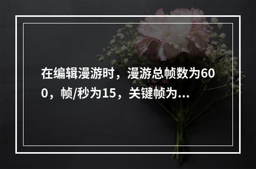 在编辑漫游时，漫游总帧数为600，帧/秒为15，关键帧为5，