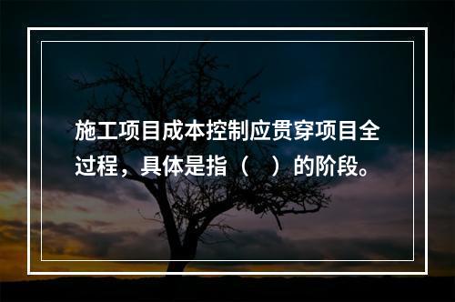 施工项目成本控制应贯穿项目全过程，具体是指（　）的阶段。