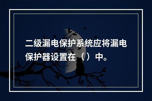 二级漏电保护系统应将漏电保护器设置在（ ）中。