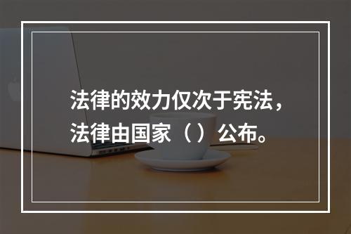 法律的效力仅次于宪法，法律由国家（ ）公布。