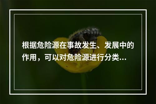 根据危险源在事故发生、发展中的作用，可以对危险源进行分类。决