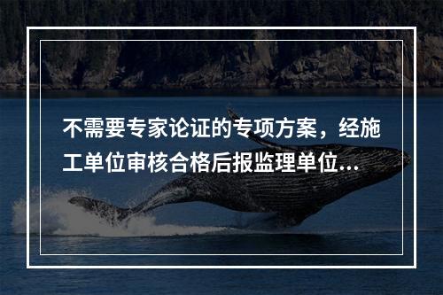 不需要专家论证的专项方案，经施工单位审核合格后报监理单位，由