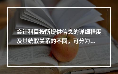 会计科目按所提供信息的详细程度及其统驭关系的不同，可分为（