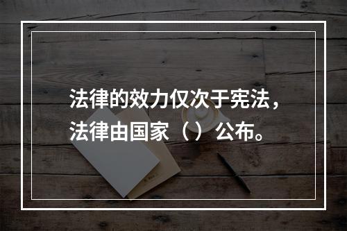 法律的效力仅次于宪法，法律由国家（ ）公布。