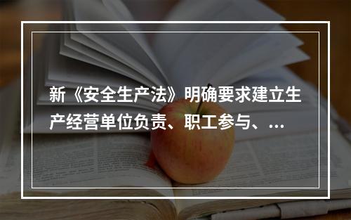 新《安全生产法》明确要求建立生产经营单位负责、职工参与、政府