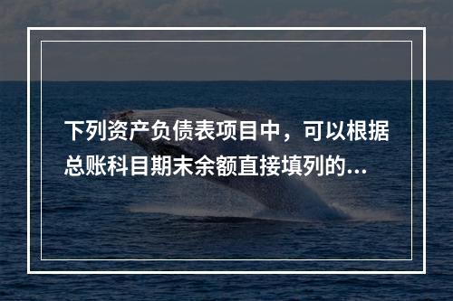 下列资产负债表项目中，可以根据总账科目期末余额直接填列的是（