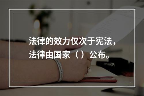 法律的效力仅次于宪法，法律由国家（ ）公布。