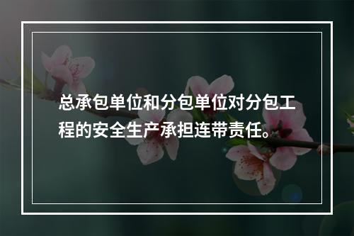 总承包单位和分包单位对分包工程的安全生产承担连带责任。