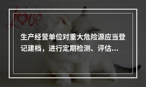 生产经营单位对重大危险源应当登记建档，进行定期检测、评估、监