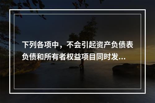 下列各项中，不会引起资产负债表负债和所有者权益项目同时发生变