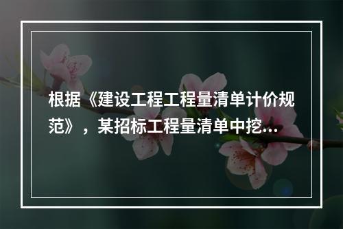 根据《建设工程工程量清单计价规范》，某招标工程量清单中挖沟槽