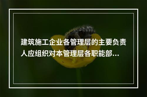 建筑施工企业各管理层的主要负责人应组织对本管理层各职能部门、