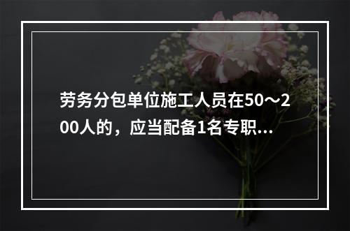 劳务分包单位施工人员在50～200人的，应当配备1名专职安全