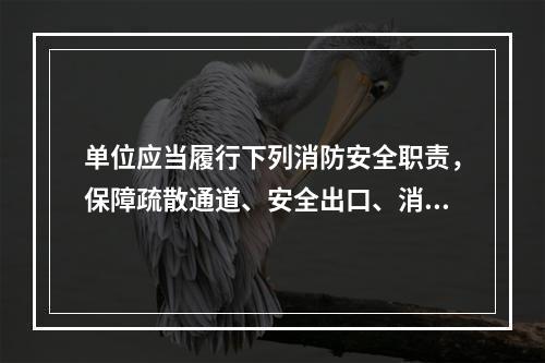 单位应当履行下列消防安全职责，保障疏散通道、安全出口、消防车