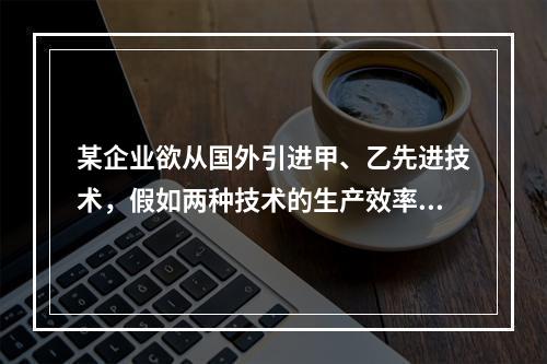 某企业欲从国外引进甲、乙先进技术，假如两种技术的生产效率相同