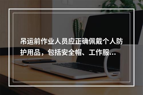 吊运前作业人员应正确佩戴个人防护用品，包括安全帽、工作服、工