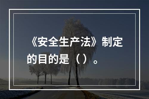 《安全生产法》制定的目的是（ ）。