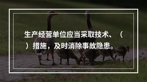 生产经营单位应当采取技术、（ ）措施，及时消除事故隐患。